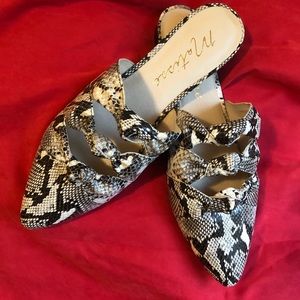 snakeskin mules